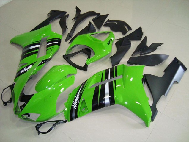 Verde & Prata Listra Carenagem ZX6R 2007-2008 Verde & Prata Listra Carenagem ZX6R 2007-2008