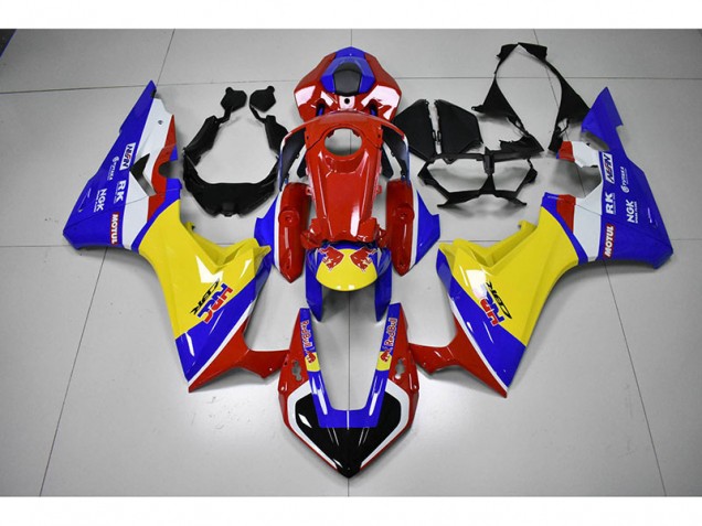 Vermelho Amarelo Azul HRC Red Bull Carenagem CBR 1000RR 2017-2023 Vermelho Amarelo Azul HRC Red Bull Carenagem CBR 1000RR 2017-2023