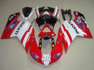 Vermelho Branco 46 Carenagem Ducati 848 1098 1198 2007-2014