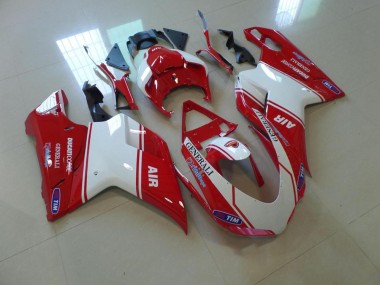 Vermelho & Branco Air Carenagem Ducati 848 1098 1198 2007-2014