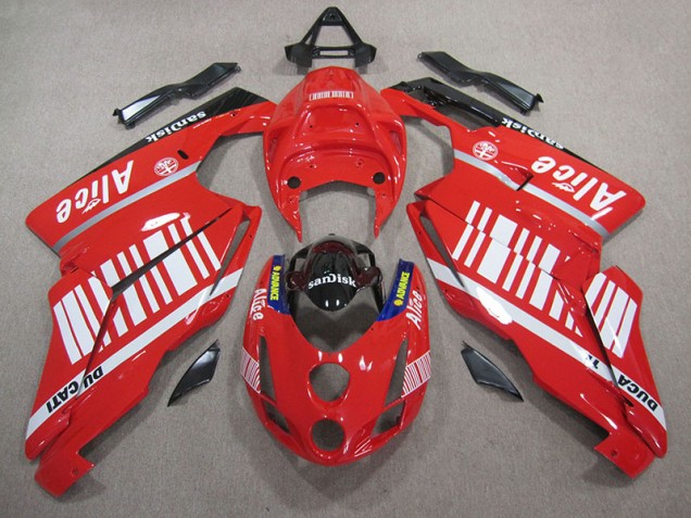 Vermelho Branco Alice Sandisk Carenagem Ducati 749 2005-2006 Vermelho Branco Alice Sandisk Carenagem Ducati 749 2005-2006