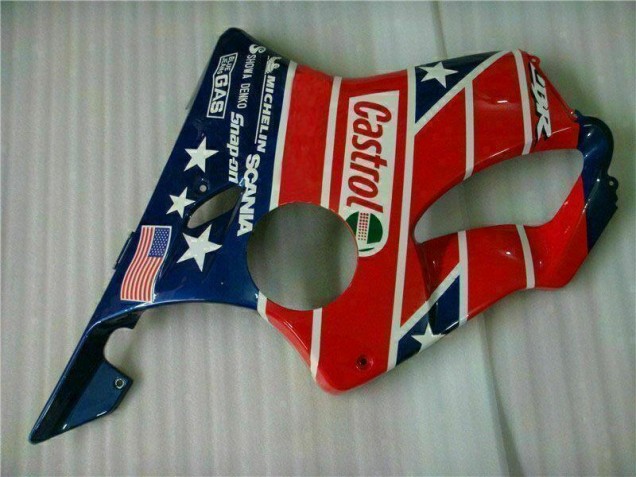 Vermelho Branco Azul Castrol Cycle World Carenagem CBR 600 F4i 2001-2003 Vermelho Branco Azul Castrol Cycle World Carenagem CBR 600 F4i 2001-2003