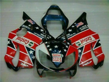 Vermelho Branco Azul Castrol Cycle World Carenagem CBR 600 F4i 2001-2003