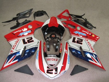 Vermelho Branco Breil Xerox 21 Carenagem Ducati 1098 2007-2014