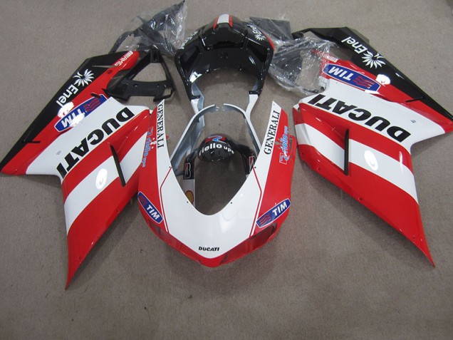 Vermelho Branco Generali Tim Carenagem Ducati 1098 848 2007-2014 Vermelho Branco Generali Tim Carenagem Ducati 1098 848 2007-2014