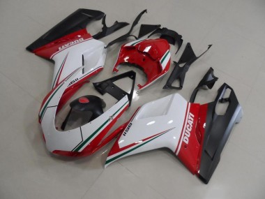 Vermelho Branco Injeção Kit Carenagem Ducati 848 1098 1198 2007-2014