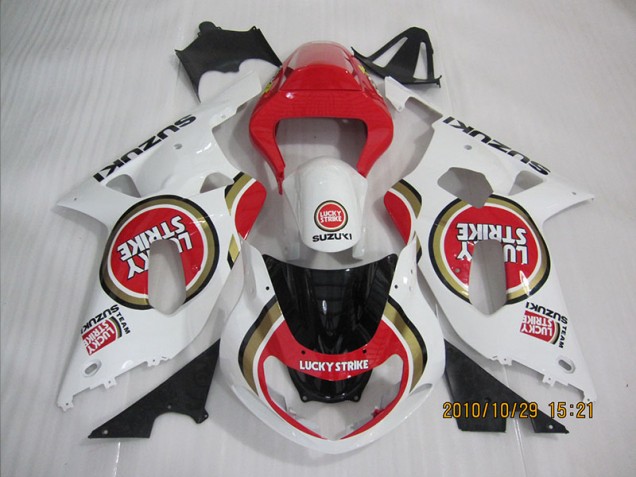 Vermelho Branco Lucky Strike Carenagem GSXR 600 K1 K2 K3 2001-2003 Vermelho Branco Lucky Strike Carenagem GSXR 600 K1 K2 K3 2001-2003