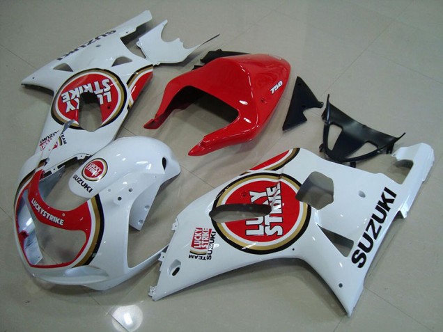Vermelho Branco Lucky Strike Carenagem GSXR 750 K1 K2 K3 2001-2003 Vermelho Branco Lucky Strike Carenagem GSXR 750 K1 K2 K3 2001-2003