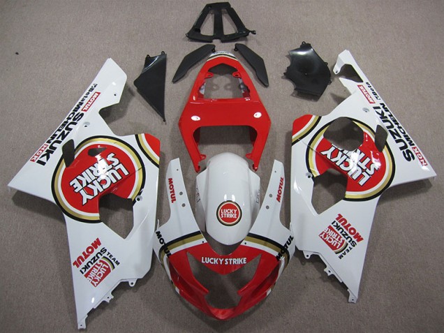 Vermelho Branco Lucky Strike Motul Carenagem GSXR 600 K4 2004-2005 Vermelho Branco Lucky Strike Motul Carenagem GSXR 600 K4 2004-2005