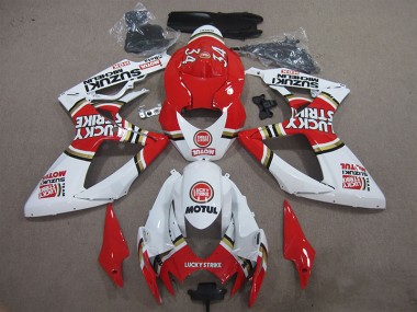 Vermelho Branco Lucky Strike Motul Carenagem GSXR 600 K6 2006-2007