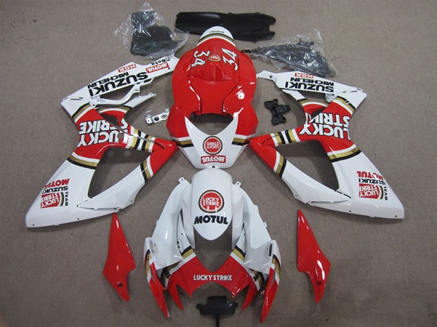 Vermelho Branco Lucky Strike Motul Carenagem GSXR 600 K6 2006-2007