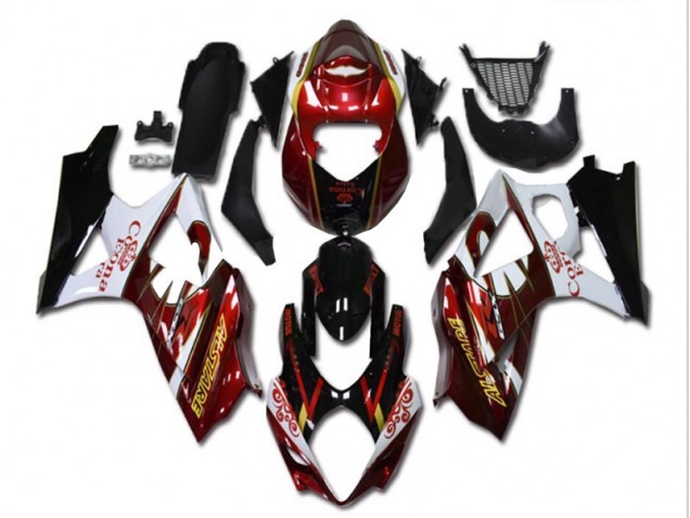 Vermelho Branco Preto Carenagem GSXR 600 / 750 K8 2008-2010 Vermelho Branco Preto Carenagem GSXR 600 / 750 K8 2008-2010