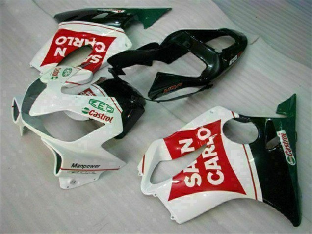 Vermelho Branco Preto San Carlo Carenagem CBR 600 F4i 2001-2003 Vermelho Branco Preto San Carlo Carenagem CBR 600 F4i 2001-2003