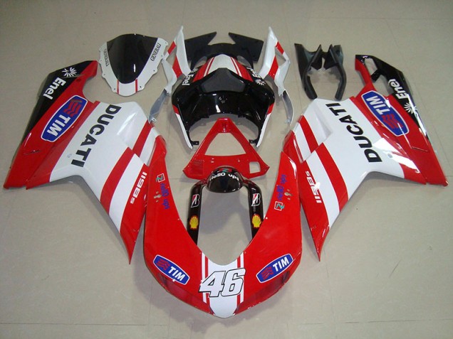 Vermelho Branco Tim 46 Carenagem Ducati 1098 2007-2014 Vermelho Branco Tim 46 Carenagem Ducati 1098 2007-2014