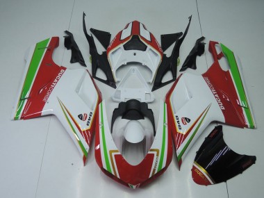 Vermelho Branco & Verde Carenagem Ducati 848 1098 1198 2007-2014