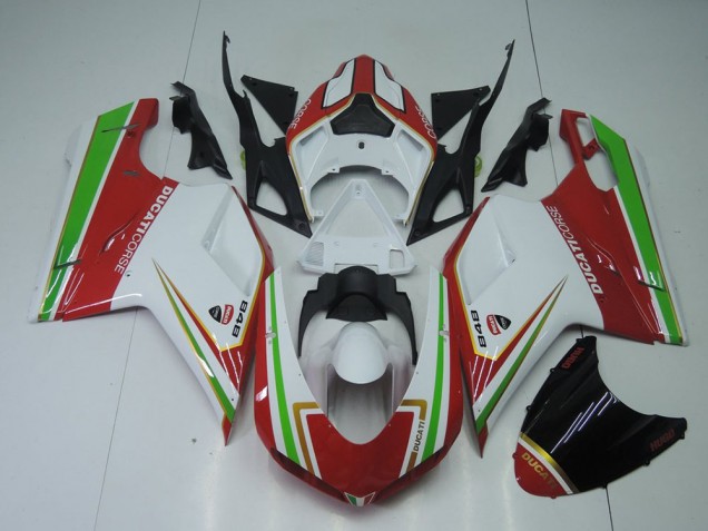 Vermelho Branco & Verde Carenagem Ducati 848 1098 1198 2007-2014 Vermelho Branco & Verde Carenagem Ducati 848 1098 1198 2007-2014