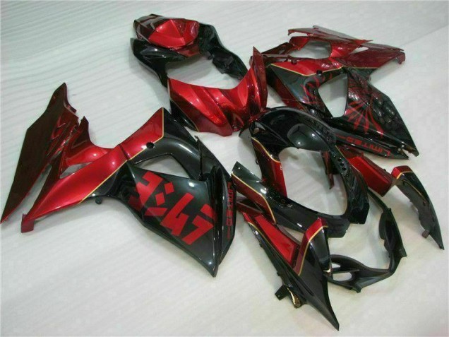 Vermelho Chama Preto Carenagem GSXR 1000 K9 2009-2016 Vermelho Chama Preto Carenagem GSXR 1000 K9 2009-2016