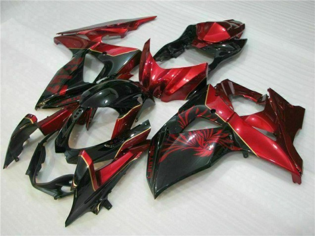 Vermelho Chama Preto Carenagem GSXR 1000 K9 2009-2016 Vermelho Chama Preto Carenagem GSXR 1000 K9 2009-2016