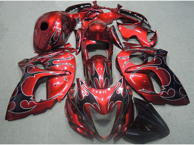 Vermelho & Preto Chama Carenagem GSXR 1300 Hayabusa 1996-2007 Vermelho & Preto Chama Carenagem GSXR 1300 Hayabusa 1996-2007