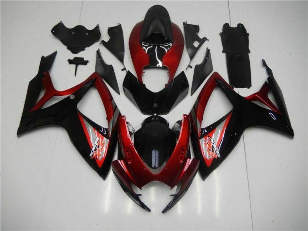 Vermelho Preto Injeção Kit Carenagem GSXR 600 / 750 K6 2006-2007 Vermelho Preto Injeção Kit Carenagem GSXR 600 / 750 K6 2006-2007