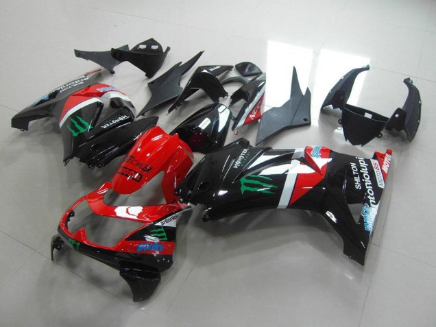 Vermelho & Preto Monster Carenagem ZX 250R 2008-2012 Vermelho & Preto Monster Carenagem ZX 250R 2008-2012