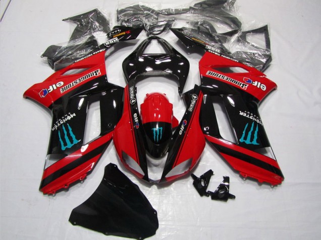 Vermelho Preto Monster Carenagem ZX6R 2007-2008 Vermelho Preto Monster Carenagem ZX6R 2007-2008