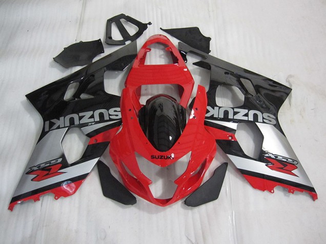 Vermelho Preto Prata Carenagem GSXR 600 K4 2004-2005 Vermelho Preto Prata Carenagem GSXR 600 K4 2004-2005